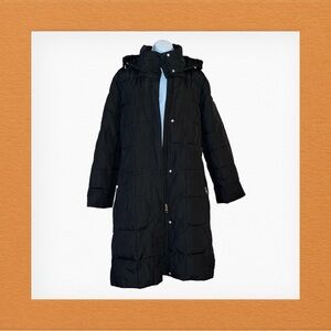 Girls Calvin Klein black full length coat sz XL.